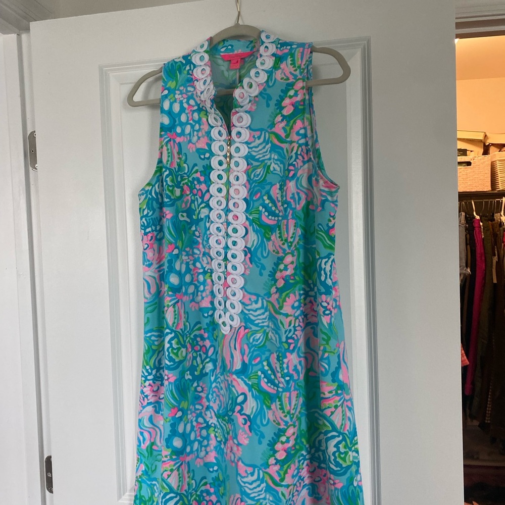Lilly Pulitzer Jane Shift Dress "Aqua La Vista" Sz 12
